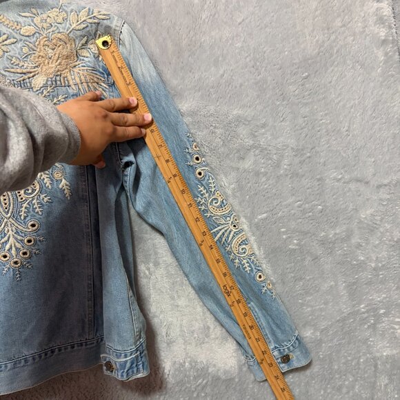 Johnny Was Jacket Womens XS Blue Embroidered Iva Denim Jacket Long Sleeve - Picture 10 of 11